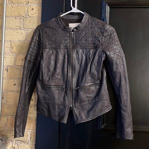 Trendy brown leather jacket